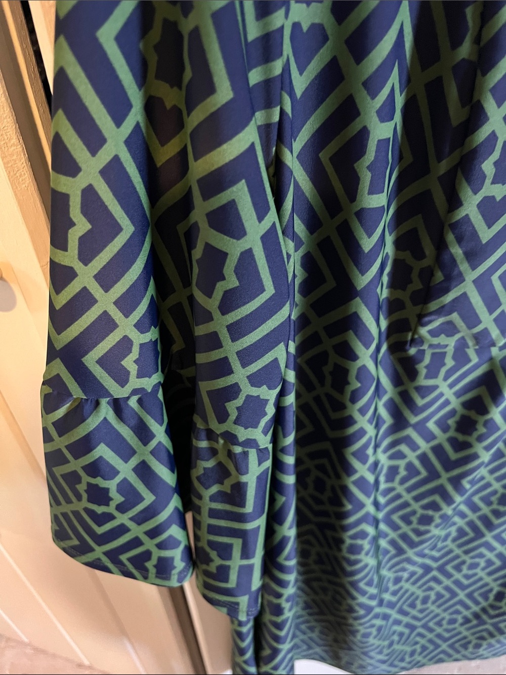 Jude Connally Navy and Green Geometric Short Sleeve Dress - Picture 4 of 5